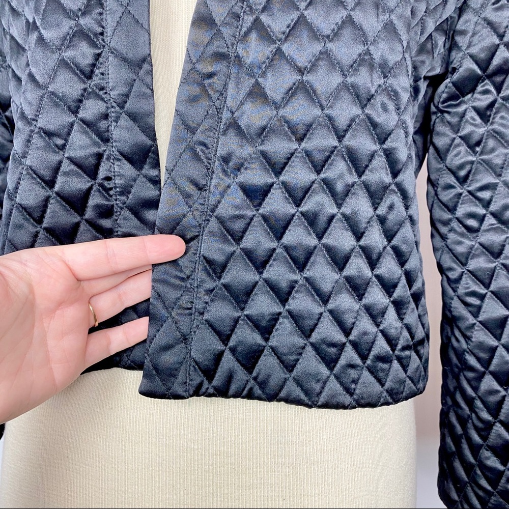 Vtg 80s Flora Kung silk quilted rose lining jacket - Picture 3 of 8